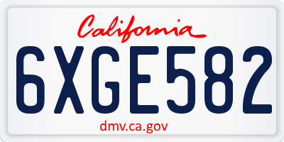CA license plate 6XGE582