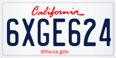 CA license plate 6XGE624