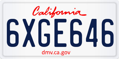 CA license plate 6XGE646