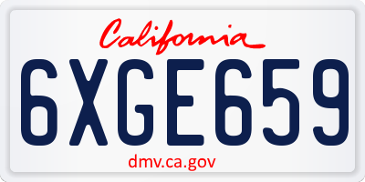CA license plate 6XGE659