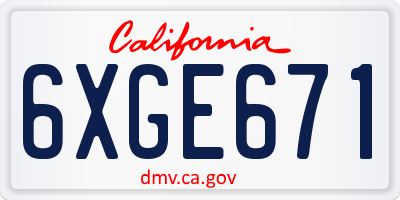 CA license plate 6XGE671