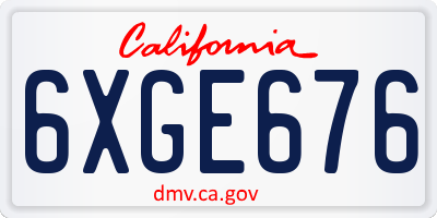 CA license plate 6XGE676