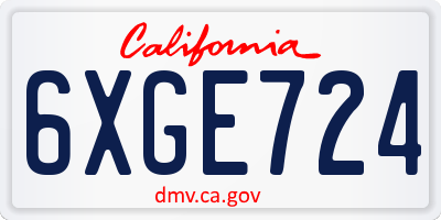 CA license plate 6XGE724