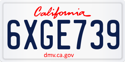 CA license plate 6XGE739