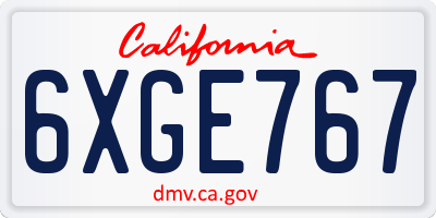 CA license plate 6XGE767