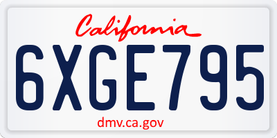 CA license plate 6XGE795