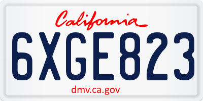 CA license plate 6XGE823