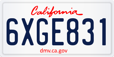 CA license plate 6XGE831