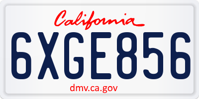 CA license plate 6XGE856