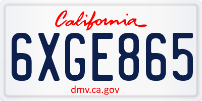 CA license plate 6XGE865