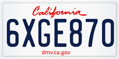 CA license plate 6XGE870