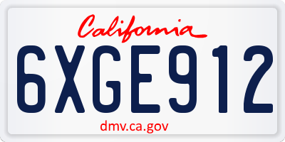 CA license plate 6XGE912