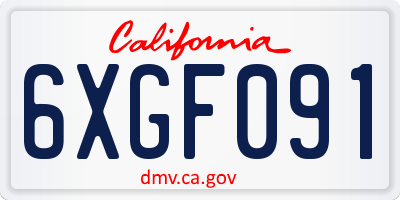 CA license plate 6XGF091