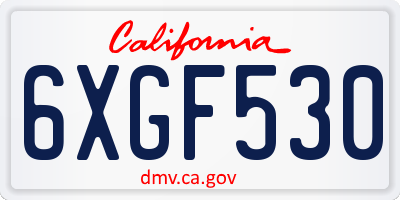 CA license plate 6XGF530