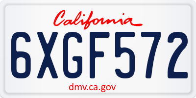 CA license plate 6XGF572