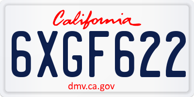 CA license plate 6XGF622