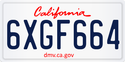 CA license plate 6XGF664