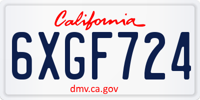 CA license plate 6XGF724