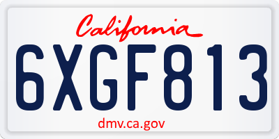 CA license plate 6XGF813