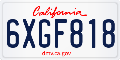 CA license plate 6XGF818
