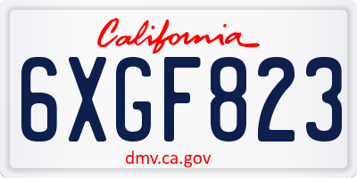 CA license plate 6XGF823