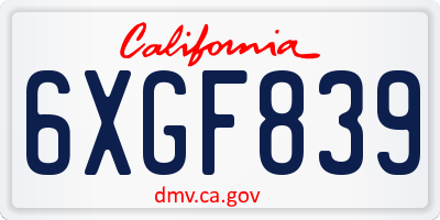 CA license plate 6XGF839