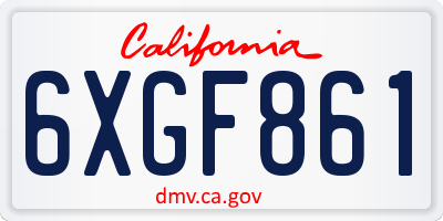 CA license plate 6XGF861