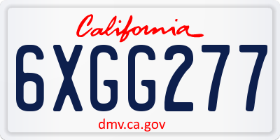 CA license plate 6XGG277