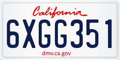 CA license plate 6XGG351