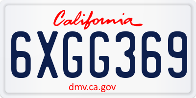 CA license plate 6XGG369