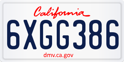 CA license plate 6XGG386