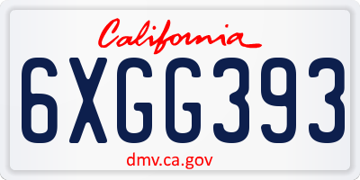CA license plate 6XGG393