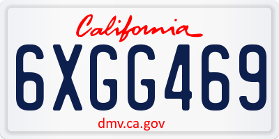 CA license plate 6XGG469