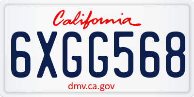 CA license plate 6XGG568