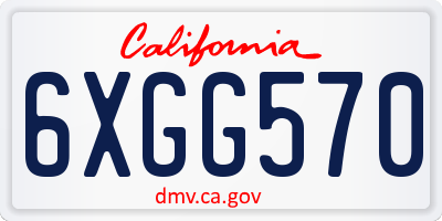 CA license plate 6XGG570