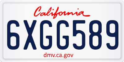 CA license plate 6XGG589