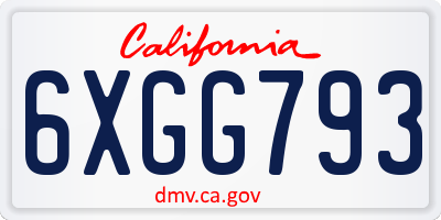 CA license plate 6XGG793