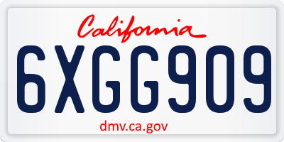 CA license plate 6XGG909