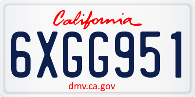 CA license plate 6XGG951