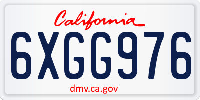 CA license plate 6XGG976