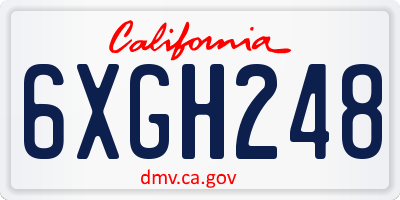CA license plate 6XGH248
