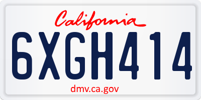 CA license plate 6XGH414