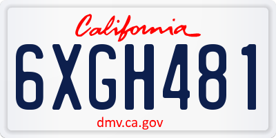 CA license plate 6XGH481