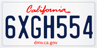 CA license plate 6XGH554