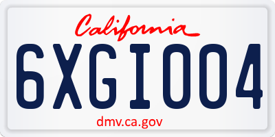 CA license plate 6XGI004