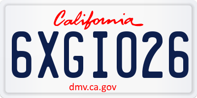 CA license plate 6XGI026