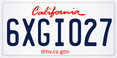 CA license plate 6XGI027
