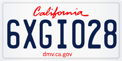 CA license plate 6XGI028