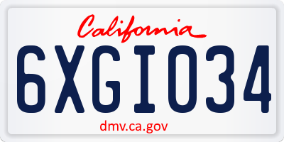 CA license plate 6XGI034