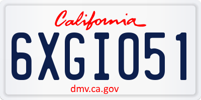 CA license plate 6XGI051